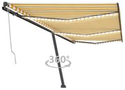vidaXL Toldo automático LED e sensor de vento 600x300cm amarelo/branco