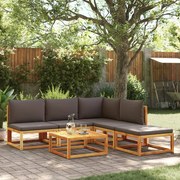 vidaXL Conjunto de sofás de jardim vidaXL de 6 peças com almofadas de madeira de acácia e vime