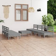 8 pcs conjunto lounge de jardim pinho maciço cinzento