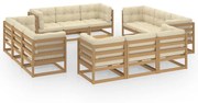 13 pcs conjunto lounge de jardim com almofadões pinho maciço