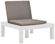 vidaXL Cadeira lounge de jardim com almofadão plástico branco