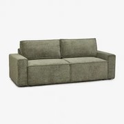 Sofá-cama De 3 Lugares Estofado Tampere Bouclé Verde Exército - Sklum