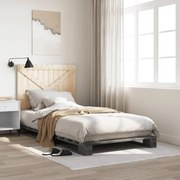 vidaXL Estrutura de cama com cabeceira 100x200cm pinho maciço cinza
