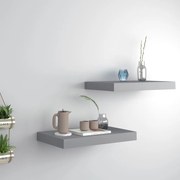vidaXL Prateleiras de parede suspensas 2 pcs 40x23x3,8cm MDF cinza