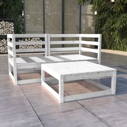 3 pcs conjunto lounge de jardim pinho maciço branco