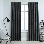 Cortinas blackout com ganchos 2 pcs 140x225 cm veludo antracite