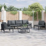 vidaXL Conjunto de Sofá de Jardim 5 pcs Cinzento-escuro Aço