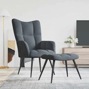 vidaXL Cadeira de descanso com banco veludo cinzento-escuro