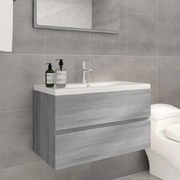 vidaXL Armário lavatório + lavatório embutido madeira sonoma cinza