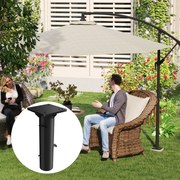 Base retangular para guarda-sol, suporte metálico enterrado para terraço ou piscina, 16,5 x 16,5 x 40 cm, cinzento escuro