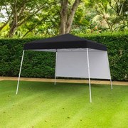 Tenda 300 x 300 cm Pop Up Dobrável com 1 Parede Lateral Com Saco, jardim, campismo, feiras, eventos com Estrutura Metálica Preta