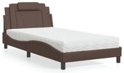 vidaXL Cama com colchão 100x200 cm couro artificial castanho