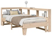 vidaXL Cama com estante sem colchão 90x200 cm pinho maciço