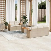vidaXL 6 pcs conjunto de sofás p/ jardim com almofadões vime PE bege