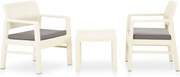 vidaXL 3 pcs conjunto lounge de jardim com almofadões plástico branco