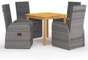 vidaXL 5 pcs conjunto de jantar para jardim cinzento