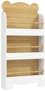 AIYAPLAY Estante Infantil de 3 Níveis Estante para Livros Infantil Desenho de Ursinho 55x15x110 cm Branco e Madeira | Aosom Portugal