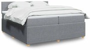 vidaXL Cama com molas/colchão 200x200 cm tecido cinza-claro
