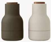 Moinhos de sal e pimenta pequenos com tampas em nogueira Bottle Grinder, conjunto de 2