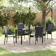 vidaXL Conjunto de Jantar para Jardim 5 pcs Preto Rattan de PE