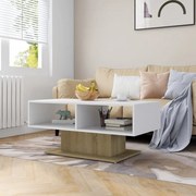 vidaXL Mesa de centro derivados de madeira branco/carvalho sonoma