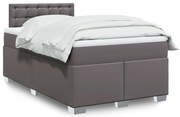 Cama com molas/colchão 120x200 cm couro artificial cinzento