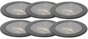 Set van 6 dimbare buiten grondspots zwart IP65 incl LED - Delux Honey Moderno