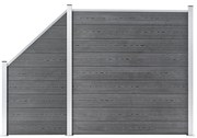 vidaXL Painel vedação WPC 1 quadrado + 1 inclinado 273x186 cm cinzento