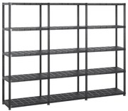 vidaXL Unidade com 5 prateleiras 213x38x170 cm plástico preto
