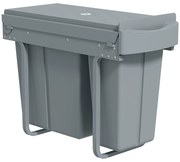 HOMCOM Balde do Lixo Sob Lavatório Balde do Lixo  de Cozinha com 2 Contentores de Reciclagem Extraíveis 20L+10L 52x26x40,8 cm Cinzento | Aosom Portugal