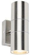 Candeeiro de parede exterior em aço 2 luzes IP44 - Duo Moderno