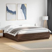 vidaXL Estrutura cama c/ luzes LED derivados madeira carvalho castanho