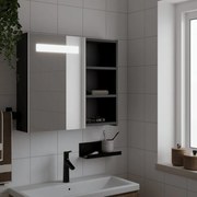 vidaXL Armário espelhado p/ casa de banho c/ LEDs 60x13x52 cm preto