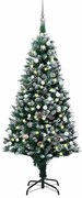 vidaXL Árvore Natal artificial com LEDs e bolas e pinhas 150 cm