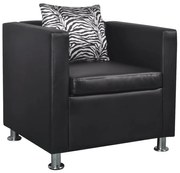 vidaXL Poltrona em couro artificial preto