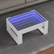 vidaXL Mesa de centro luzes LED Infinity 70x53x30 cm branco
