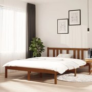 vidaXL Estrutura de cama 140x190 cm madeira maciça castanho-mel