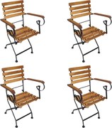 Cadeiras de jardim dobráveis 4 pcs aço e madeira acácia maciça