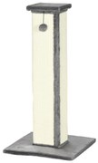 PawHut Poste Arranhador Gatos 81 cm Sisal Bola Suspensa Conforto Entretenimento Descanso Estrutura Resistente 41x41x81 cm Cinza Creme | Aosom Portugal
