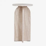 Mesa Lateral Redonda Ø30 Cm Em Mármore Graham Mármore Creme Bege - Sklum