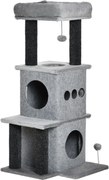 PawHut Árvore Arranhador para Gatos com Plataformas e Arranhadores 48x48x100 cm Cinza | Aosom Portugal