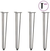 vidaXL Pernas de grampo para mesas de console para mesa de console 4 peças Aço natural 72 cm Aço sólido