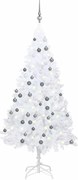 vidaXL Árvore Natal artificial pré-iluminada c/ bolas 120cm PVC branco