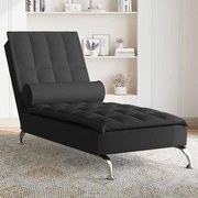 vidaXL Chaise lounge de massagem com rolo tecido preto