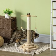 Árvore Arranhador para Gatos de Madeira Altura 56cm Torre para Gatos Centro de Atividades com Poste de Juta e Sisal Bolas para Brincar Ø32x56 cm Madei