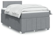 Cama boxspring com colchão 120x190 cm tecido cinzento-claro