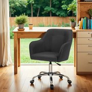 Cadeira de escritório giratória design simples com toque de elegância moderna tecido misto de algodão/linho Preta
