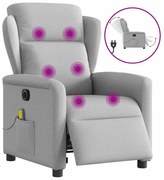 vidaXL Poltrona massagens reclinável elétrica tecido cinzento-nublado