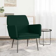 vidaXL Cadeira c/ apoio de braços 62x79x79 cm veludo verde-escuro
