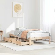 vidaXL Estrutura de cama com gavetas 90x190 cm madeira de pinho maciça